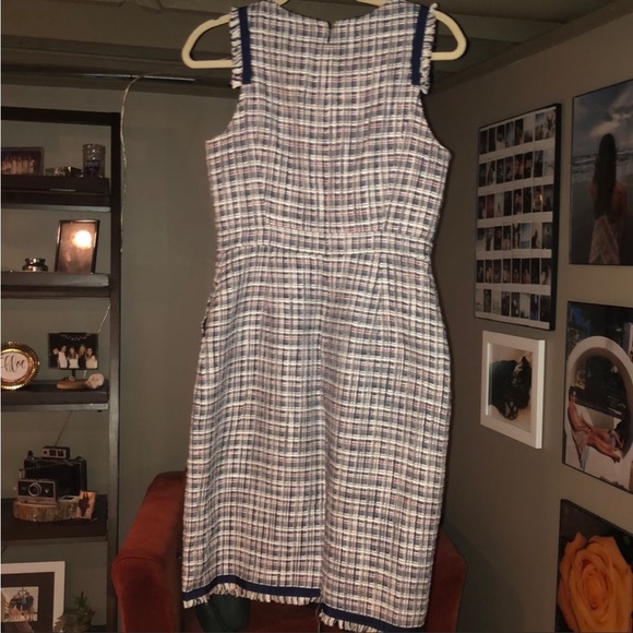 J.CREW TWEED FRINGE SHEATH DRESS RED WHITE BLUE - Picture 6 of 9